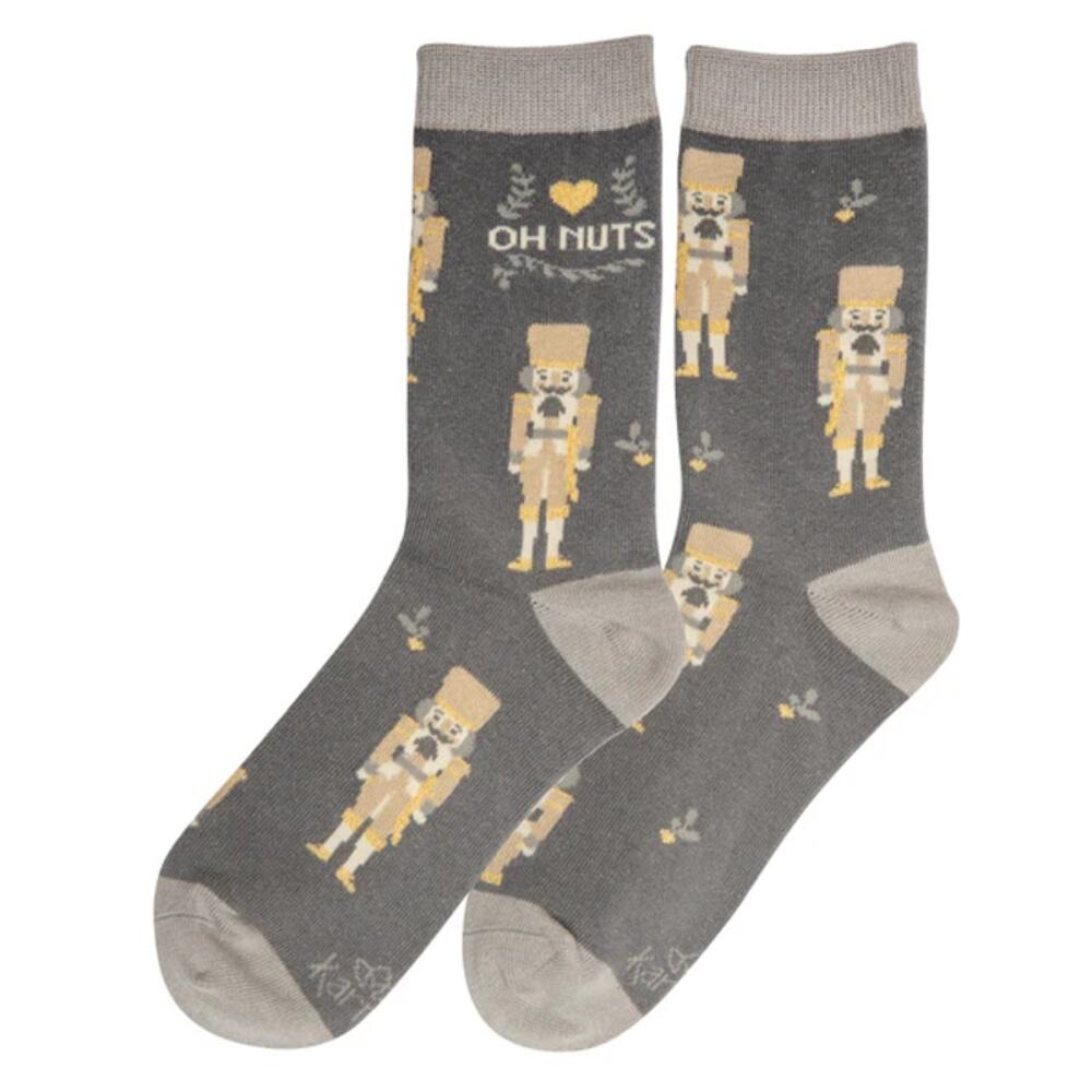 NWT Karma Women Novelty Christmas Holiday Oh Nuts Nutcracker Crew Socks OS